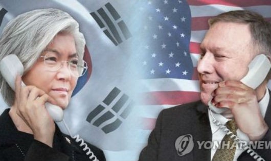 Ngoại trưởng Hàn Quốc Kang Kyung-wha và người đồng cấp Mỹ Mike Pompeo.