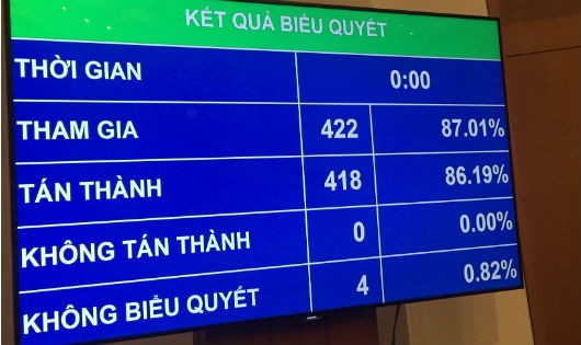 Bảng thể hiện kết quả bỏ phiếu.