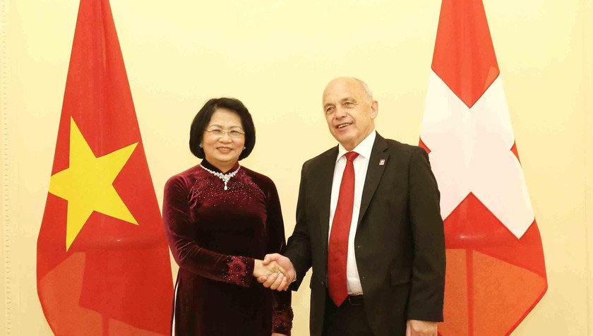 Phó Chủ tịch nước Đặng Thị Ngọc Thịnh và Tổng thống Thụy Sỹ Ueli Maurer.