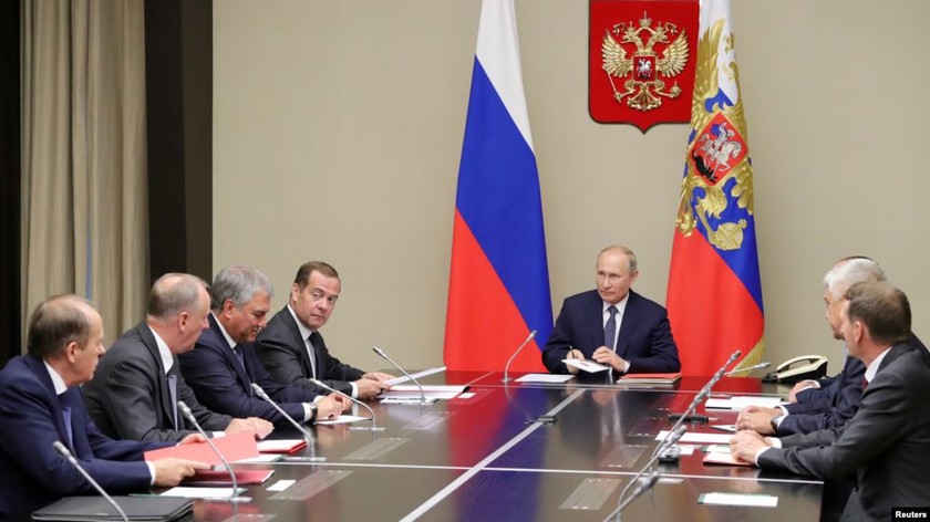 Tổng thống Nga Putin chủ trì cuộc họp của Hội đồng an ninh quốc gia Nga.