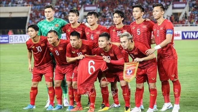 Đội hình ra sân của tuyển Việt Nam trong trận gặp Malaysia tại SVĐ Mỹ Đình ngày 10/10. Ảnh: TTXVN