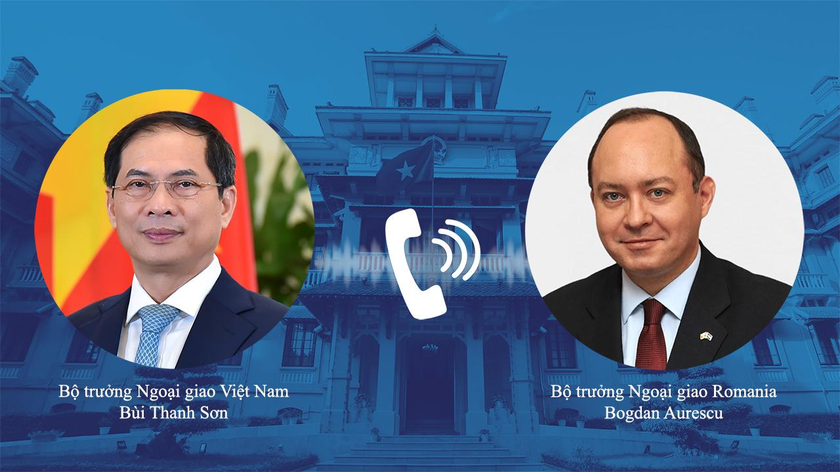 Bộ trưởng Ngoại giao Bùi Thanh Sơn điện đàm với Bộ trưởng Ngoại giao Romania Bogdan Aurescu.