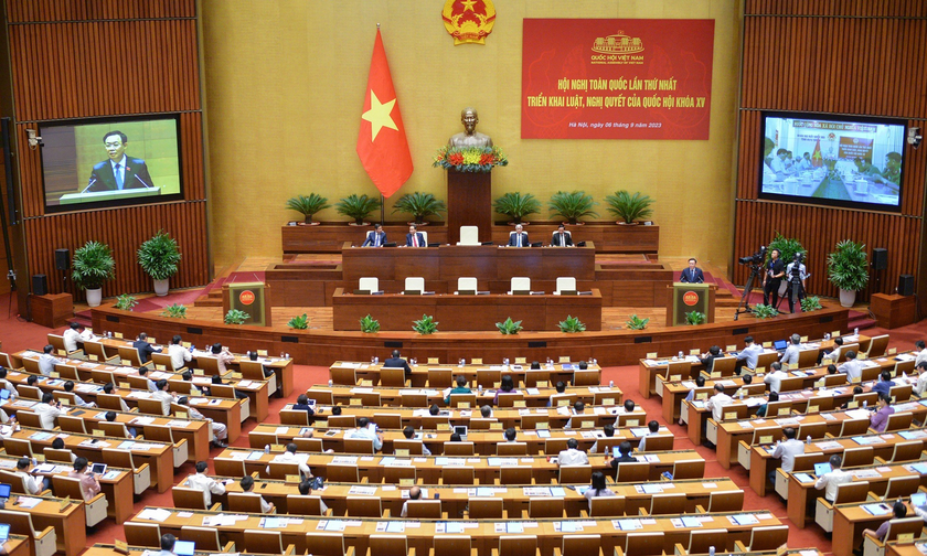 Hình ảnh tại Hội nghị toàn quốc lần thứ nhất triển khai luật, nghị quyết của Quốc hội khóa XV.