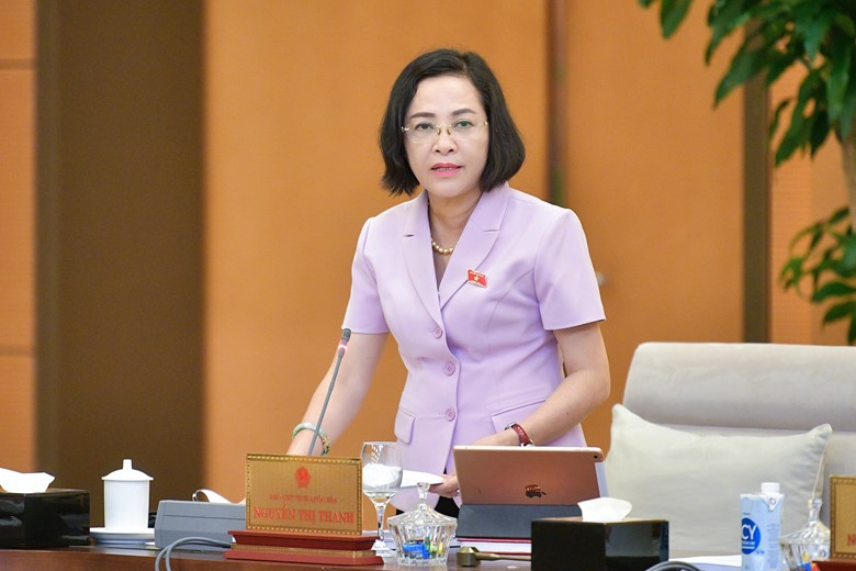 Phó Chủ tịch Quốc hội Nguyễn Thị Thanh phát biểu tại phiên họp.