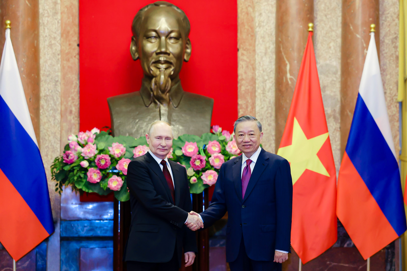 Chủ tịch nước Tô Lâm và Tổng thống Liên bang Nga Vladimir Putin. 