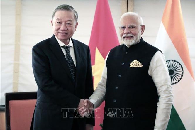 Tổng Bí thư, Chủ tịch nước Tô Lâm và Thủ tướng Ấn Độ Narendra Modi. Ảnh: TTXVN