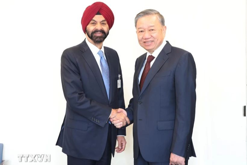 Tổng Bí thư, Chủ tịch nước Tô Lâm gặp Chủ tịch Ngân hàng Thế giới (World Bank) Ajay Banga. Ảnh: TTXVN