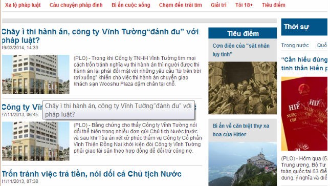 Lộ sáng những “vướng mắc” cản trở THA đối với công ty Vĩnh Tường