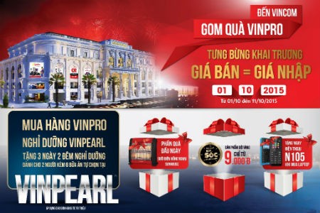 Mua hàng VinPro tặng vé nghỉ dưỡng Vinpearl