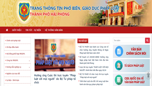 Giao diện trang Thông tin điện tử