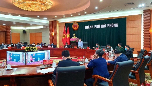 Hội nghị trực tuyến về công tác phòng, chống dịch bệnh Covid-19 trên địa bàn TP Hải Phòng, chiều 25/2.