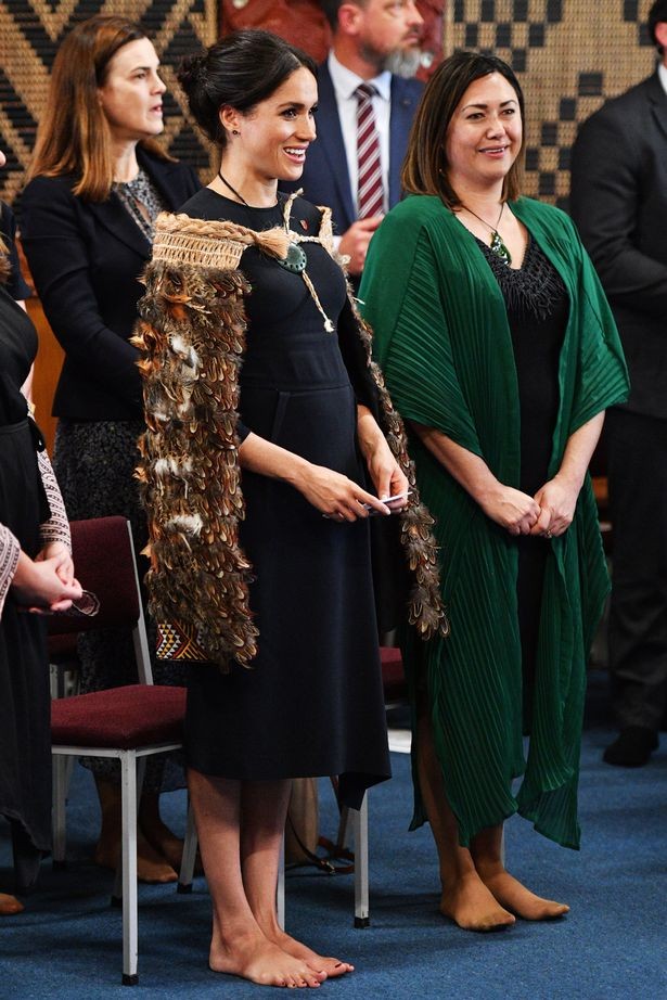 Duchess Meghan Markle stops at Ohinemutu village in Rotorua, New Zealand.