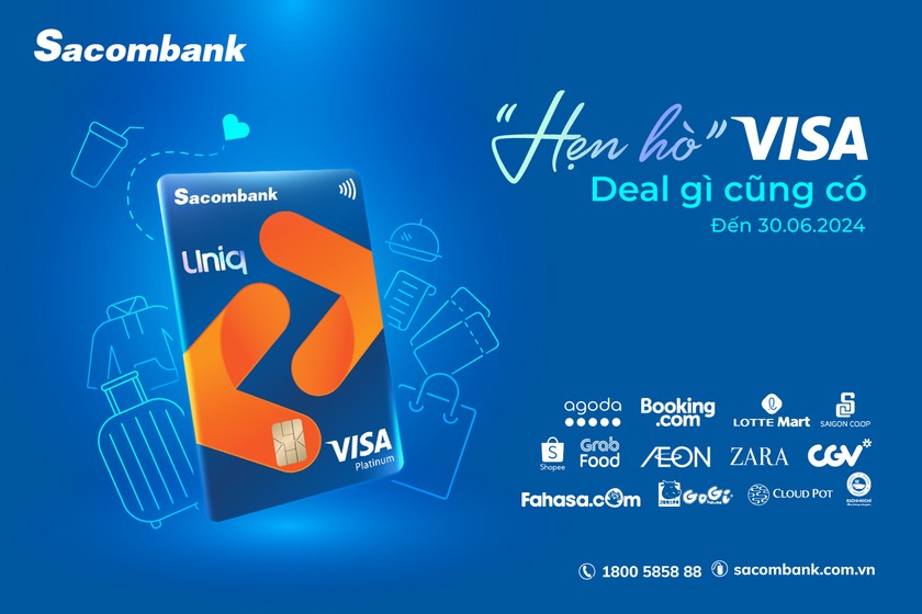 Nhận ưu đãi mỗi ngày khi chi tiêu qua thẻ Sacombank Visa