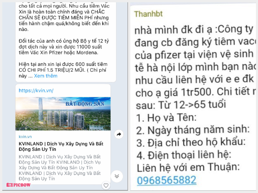 Thông tin được chia sẻ trên mạng xã hội.