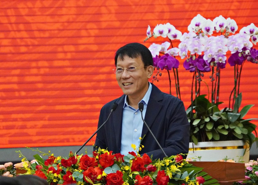 Thượng tướng Lương Tam Quang, Ủy viên Bộ Chính trị, Bộ trưởng Bộ Công an phát biểu tại Hội nghị.