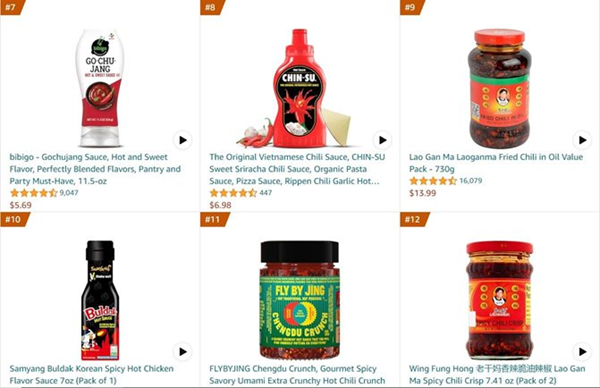Tương ớt Chin-su lọt top trên sàn thương mại điện tử Amazon. 