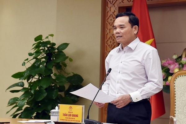 Phó Thủ tướng Trần Lưu Quang phát biểu tại cuộc họp trực tuyến về cải cách TTHC với 3 bộ, 8 địa phương (Ảnh: VGP/Hải Minh)
