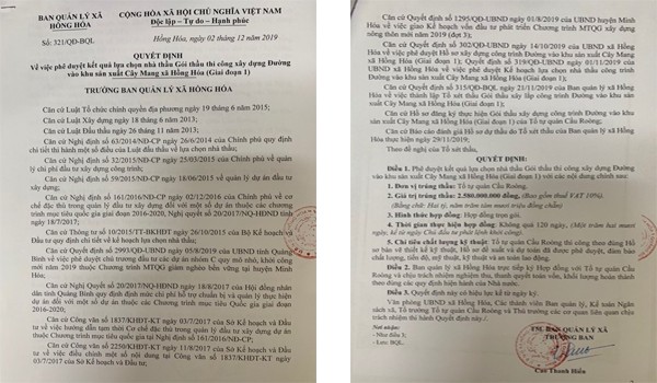 Quyết định chấm trúng thầu của BQL xã Hồng Hóa  liệu có gây thất thoát ngân sách nhà nước số tiền hơn 435 triệu đồng?