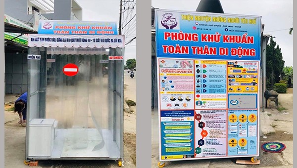 Buồng khử khuẩn toàn thân do anh Trần Minh Quang lên ý tưởng và chế tạo.