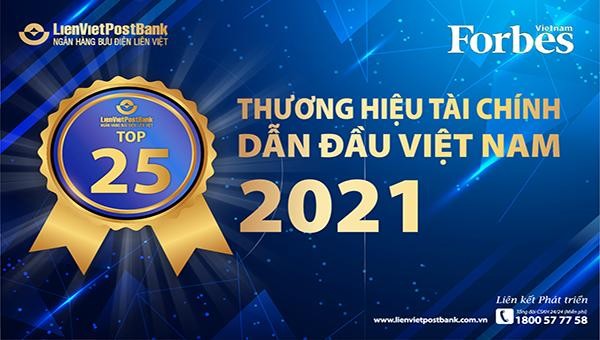 LienVietPostBank được vinh danh top 25 thương hiệu tài chính dẫn đầu 