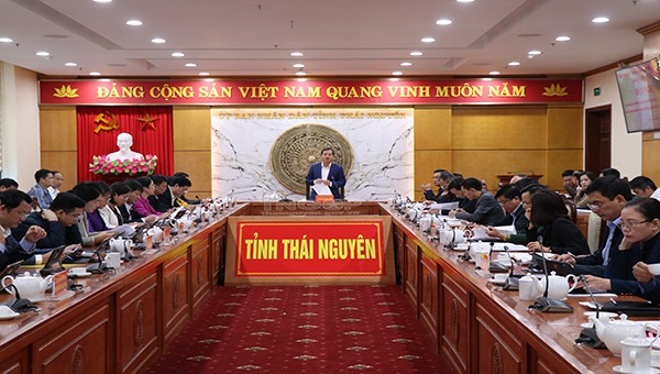 Hội nghị giám sát của Thường trực HĐND tỉnh đối với UBND tỉnh trong công tác quản lý Nhà nước về đất đai giai đoạn 2019 - 2021. Ảnh thainguyen.gov.vn