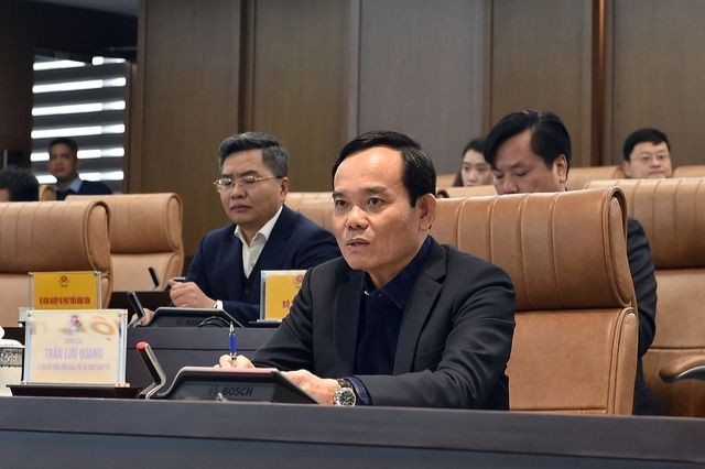 Phó Thủ tướng Trần Lưu Quang phát biểu tại cuộc làm việc. (Ảnh: VGP)