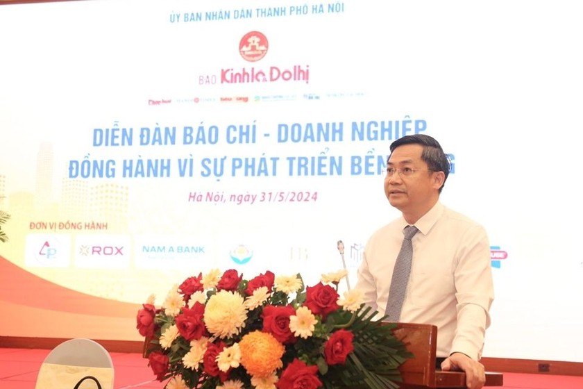 Phó Chủ tịch UBND TP Hà Nội Hà Minh Hải phát biểu tại Diễn đàn. Ảnh: Phạm Hùng.