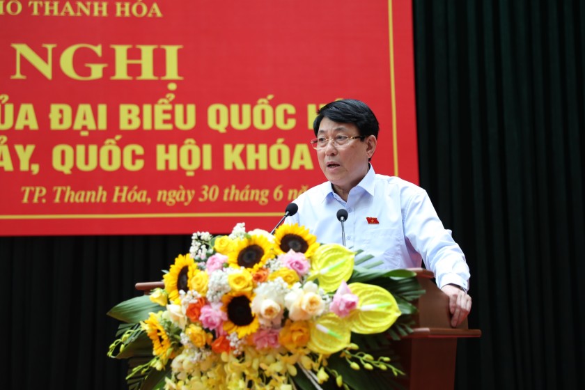 Ủy viên Bộ Chính trị, Thường trực Ban Bí thư Lương Cường phát biểu tại Hội nghị. (Ảnh: TTXVN)