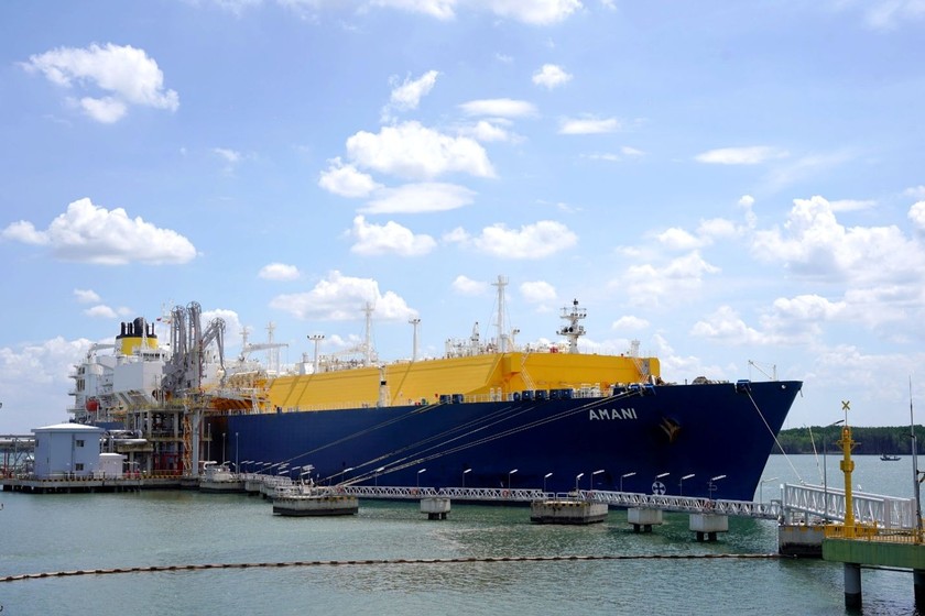 Tàu AMANI cập cảng Thị Vải, nhập khí thiên nhiên hóa lỏng LNG lần thứ 5 cho PV GAS. (Ảnh: PV GAS).