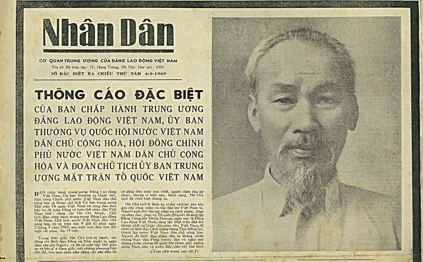 Báo Nhân Dân số đặc biệt, ra chiều ngày 4/9/1969.