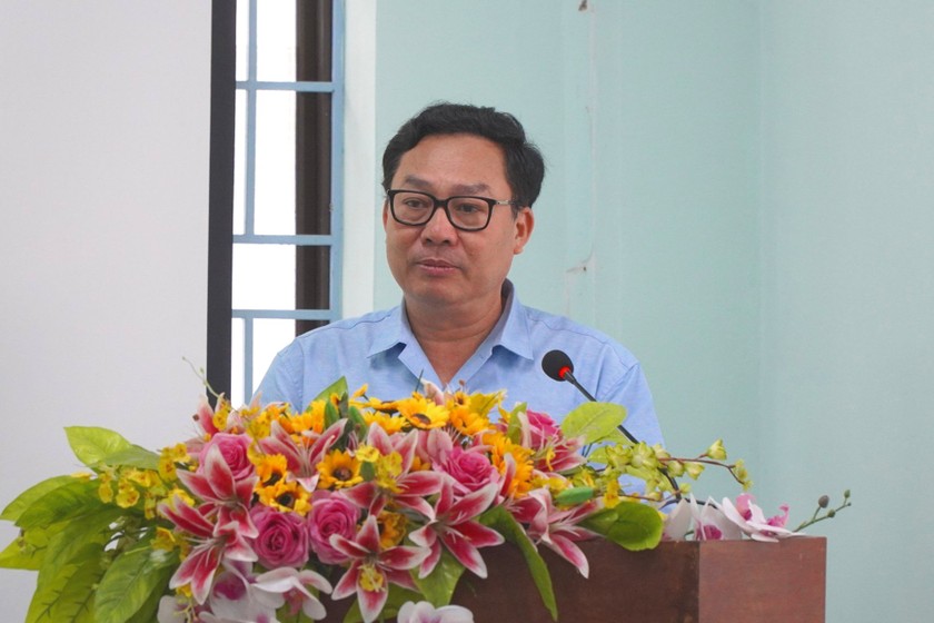 Ông Võ Khánh Bình - Giám đốc BHXH tỉnh Tiền Giang phát biểu. Ảnh: Kim Ngân