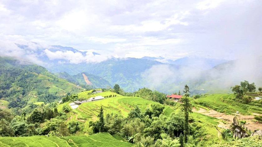 Đến Hà Giang bạn sẽ được ngắm những ruộng bậc thang nằm treo leo trên các dãy núi hùng vĩ (ảnh: Lê Hanh)