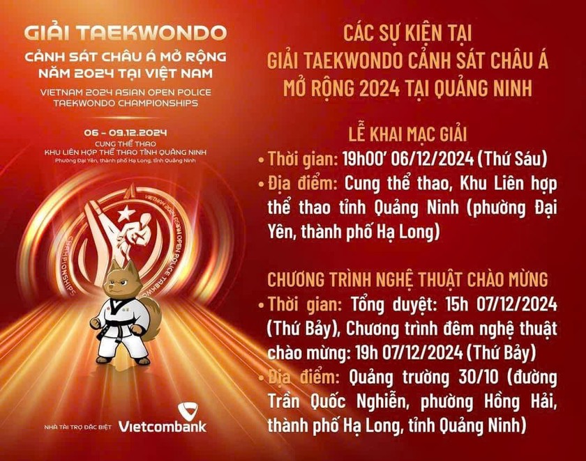 Giải Taekwondo Cảnh sát Châu Á chính thức khởi tranh tại Quảng Ninh