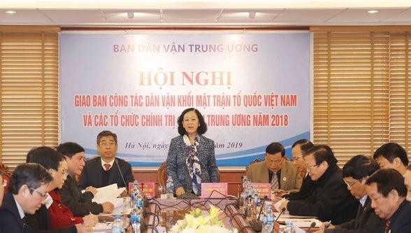 Ủy viên Bộ Chính trị, Trưởng ban Dân vận TƯ Trương Thị Mai phát biểu chỉ đạo tại hội nghị.