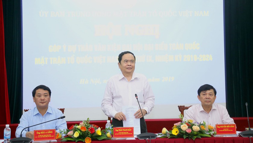 Chủ tịch UBTW MTTQ Việt Nam Trần Thanh Mẫn phát biểu tại hội nghị.