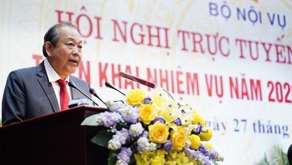 Phó Thủ tướng Thường trực Chính phủ Trương Hòa Bình phát biểu tại hội nghị.