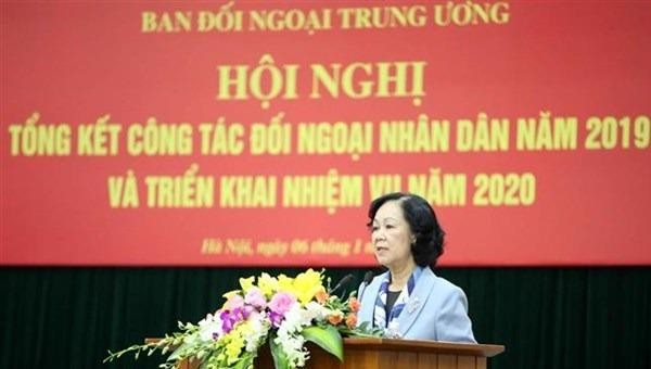 Ủy viên Bộ Chính trị, Trưởng ban Dân vận Trung ương Trương Thị Mai phát biểu tại hội nghị.