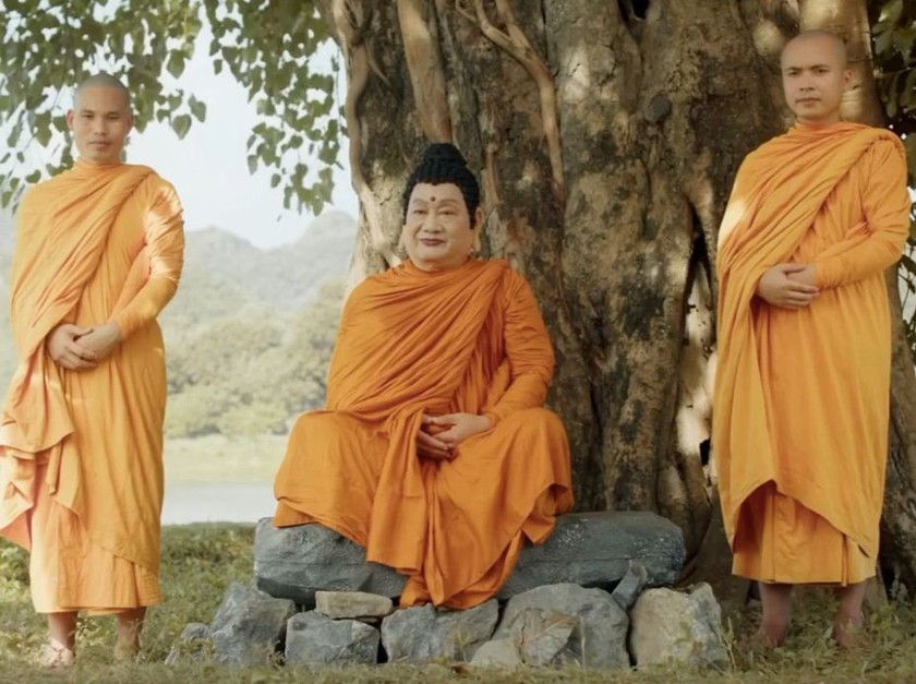 NSND Tiến Đạt vào vai Phật Tổ Như Lai trong phim “Mục Kiền Liên cứu độ mẫu thân”, (ảnh trong phim).