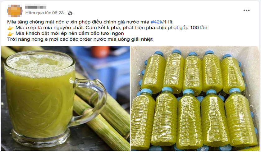 Nước mía tăng 42.000 đồng 1 lít 