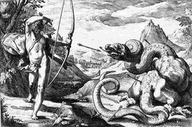 Hình ảnh Apollo tiêu diệt Python trong thần thoại Hy Lạp. 
