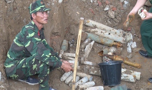 Có 50 chiến sỹ thuộc lực lượng công binh, đoàn 584, thị đội thị xã Quảng Trị đã tham gia xử lý số đạn còn sót lại này