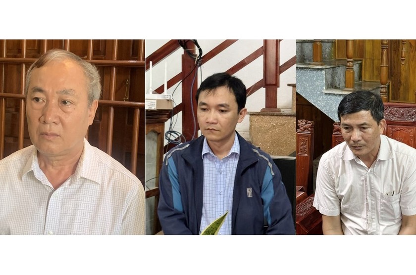 Các đối tượng Trịnh Ngọc Gấm, Trịnh Xuân Nam, Hà Tiến Dũng ( Từ trái qua phải) (Ảnh: CATH).