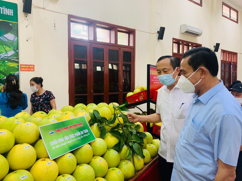 Gian hàng trưng bày bưởi Phúc Trạch tại Hội nghị.