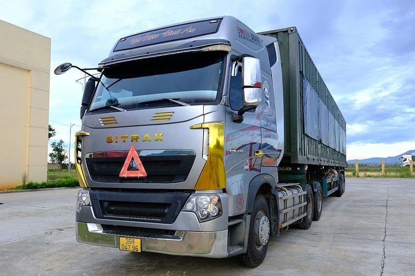 Chiếc xe container do Đỗ Khắc Hải điều khiển. Ảnh: CAHT