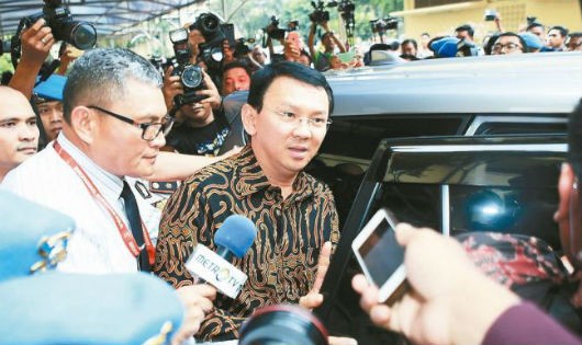 Basuki Tjahaja Purnama sau khi bị cảnh sát thẩm vấn