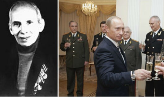 Ông Koval và cựu Thủ tướng Nga Putin tại lễ truy tặng danh hiệu cho ông.