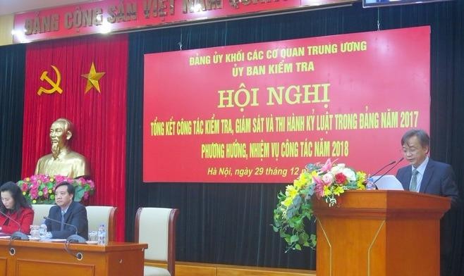 Đảng bộ Khối các cơ quan Trung ương năm 2017 có 78 đảng viên vi phạm bị thi hành kỷ luật