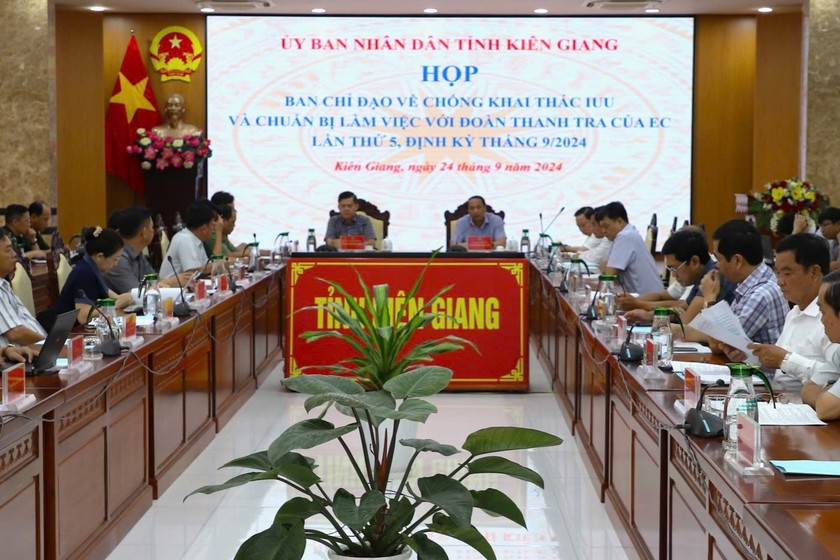 Quang cảnh cuộc họp Ban Chỉ đạo chống khai thác IUU tỉnh.