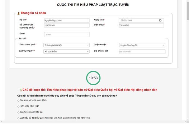 Đã có hơn 8000 lượt tham gia Cuộc thi trực tuyến tìm hiểu pháp luật về bầu cử