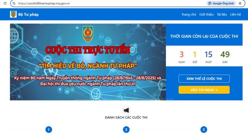 Bộ Tư pháp tổ chức cuộc thi trực tuyến “Tìm hiểu pháp luật về Bộ, ngành tư pháp”